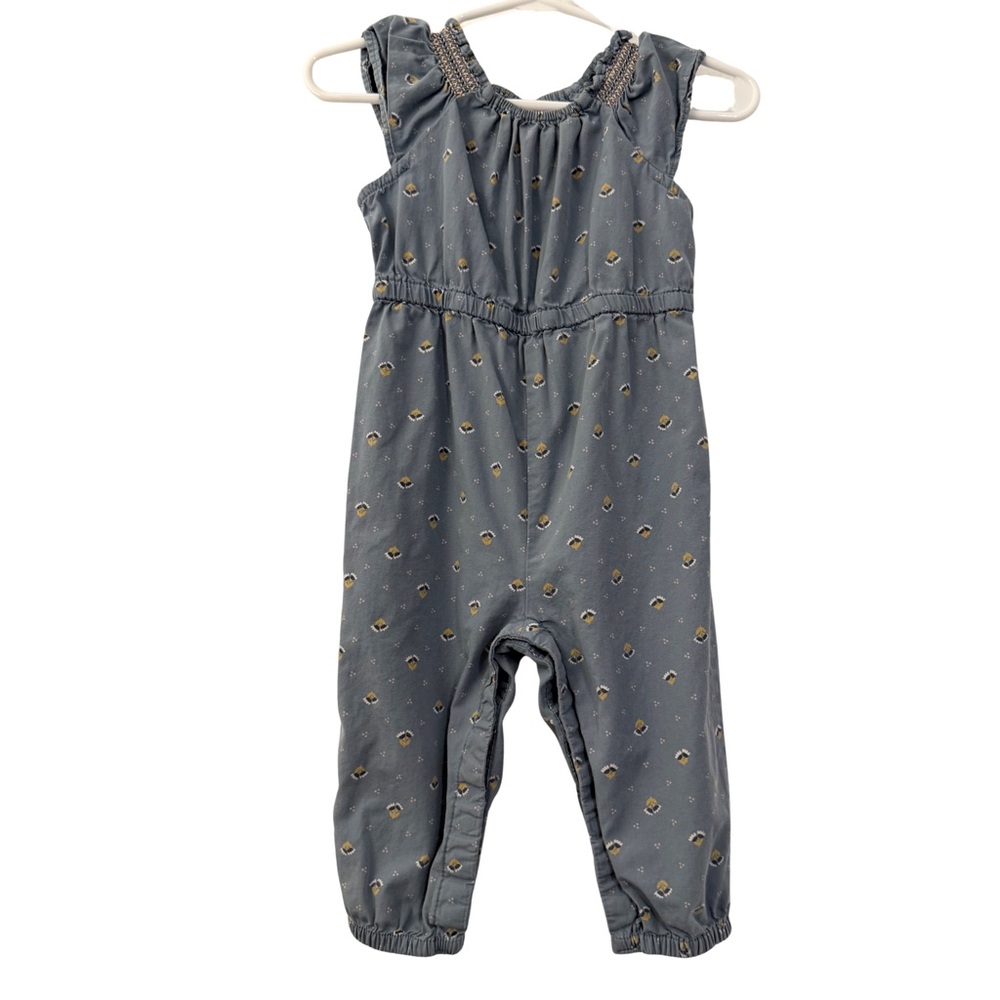 Emma’s Garden Girls Organic Cotton Blue Slate Sleeveless Romper, Baby Size 12M